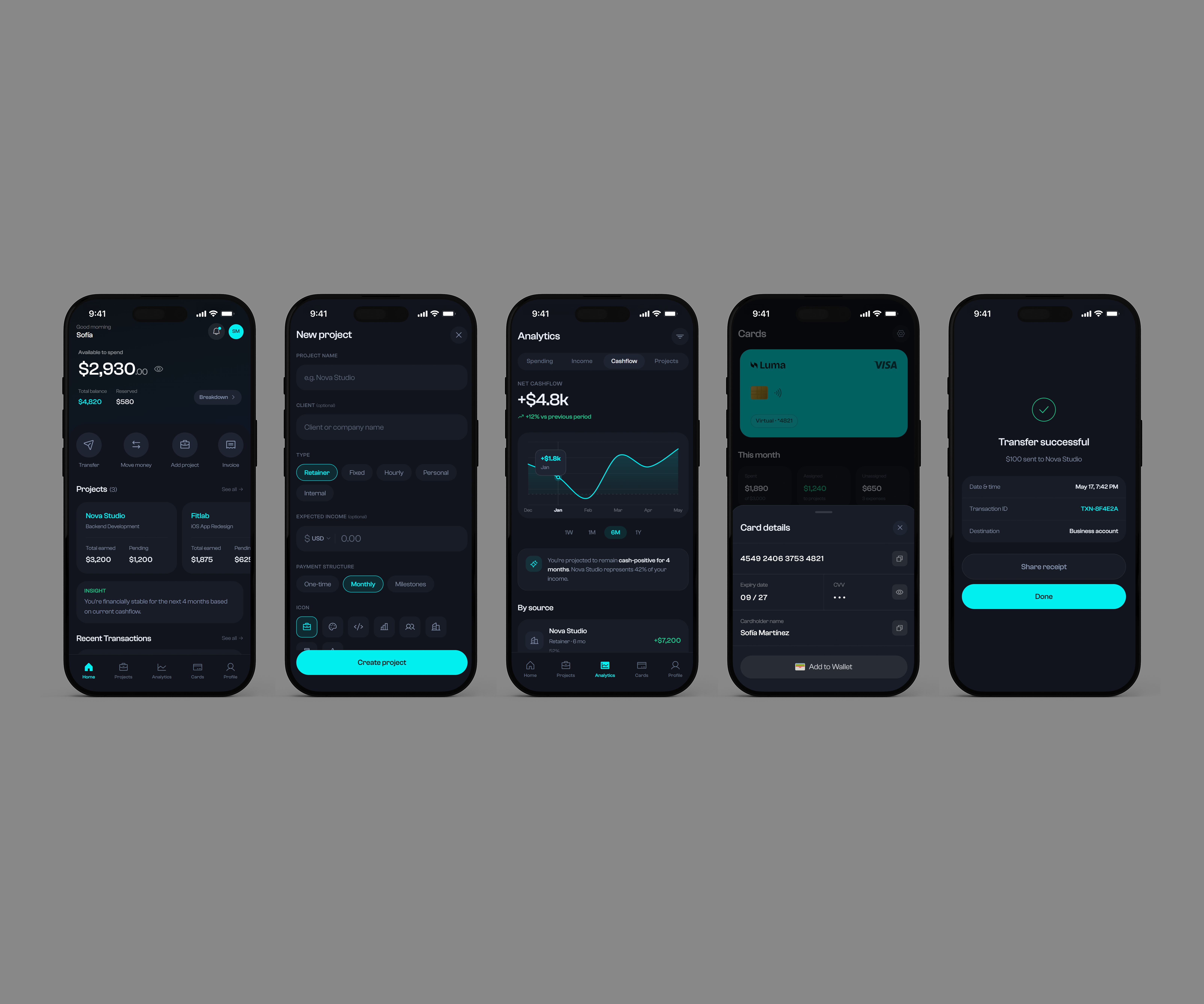 Vista del design system y UI implementada de Luma sobre dispositivo mobile
